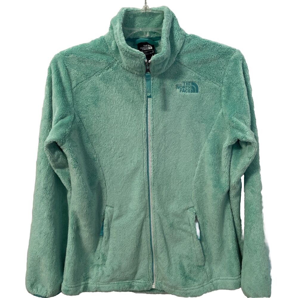 The North Face Girls Large 14-16 Fleece Jacket Full Zip Mint Green Fuzzy Soft